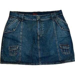 Rerun Womens Dark Wash Cargo Denim Mini Skirt Size 20 Utility Y2K Blue